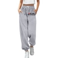 thumbnail image 1 of Pantalones de chándal anchos y rectos con forro polar para mujer - Pantalones de yoga de cintura alta con bolsillos para hacer ejercicio/uso informal (S-XXL), 1 of 4