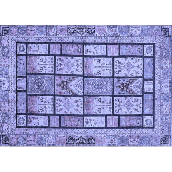 Ahgly Company Indoor Rectangle Abstract Blue Modern Area Rugs, 7' x 10'