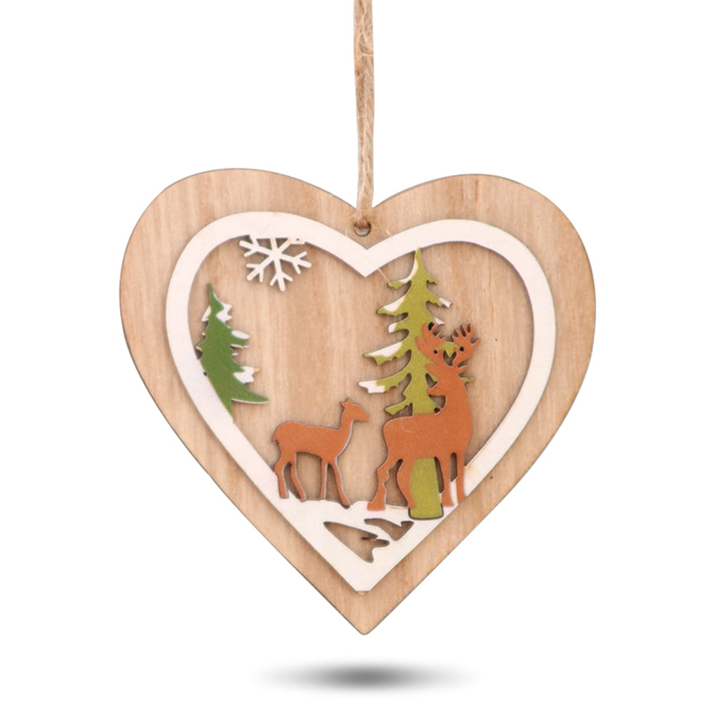The Snowman Handmade wooden hanging Heart Christmas Decoration 8cm 