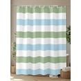 thumbnail image 4 of Fsddascl Sage Green Blue Striped Shower Curtain Set - Small 36" x 72" Bathtub Curtain with 12 Hooks, Farmhouse Sage Green Stripes Waterproof Fabric Stall Shower Curtains for Bathroom/Bathtub, 4 of 6