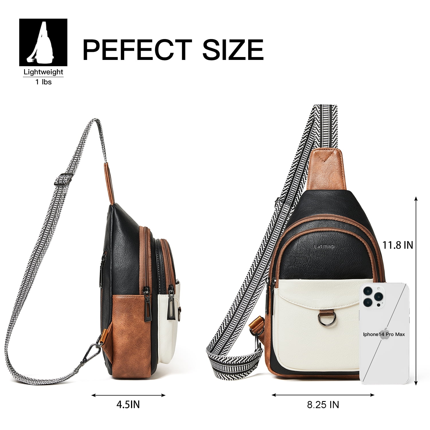 7L Crossbody Sling Bag, Anti-Theft Travel Chest & Belt Bag for Women and Men, Faux Leather