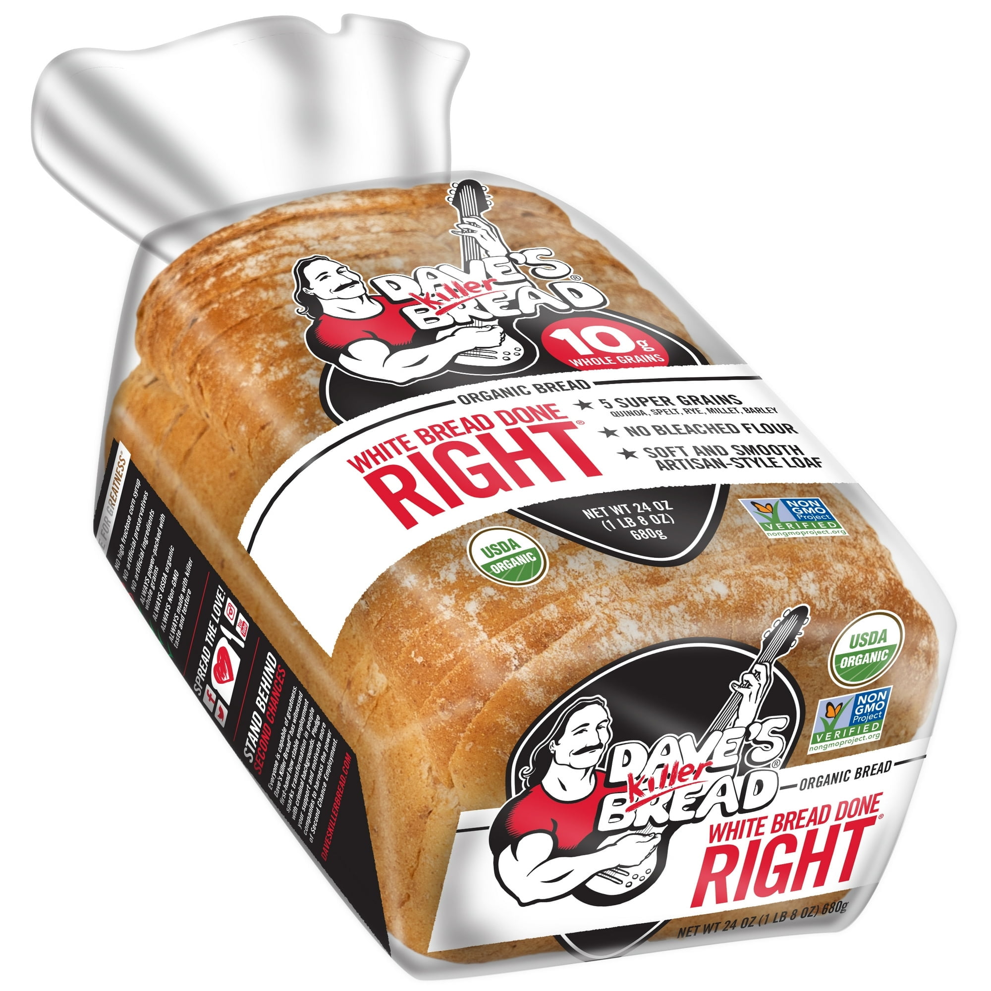 Dave's Killer Bread White Bread Done Right Organic Bread Loaf, 24 oz, Shelf-Stable (24 ounce)