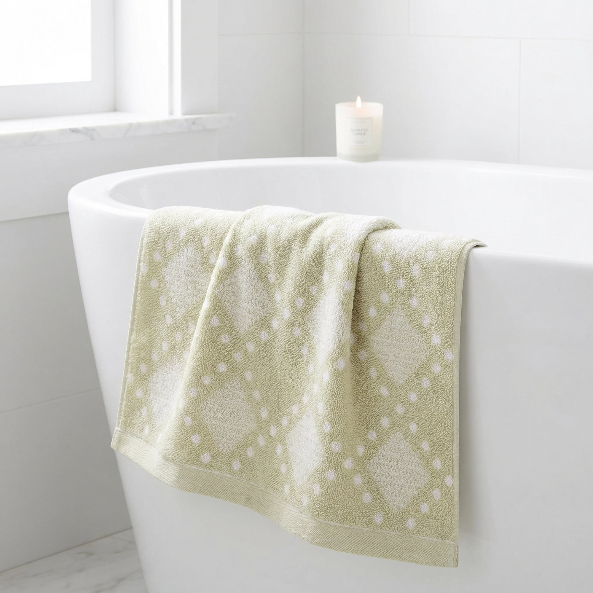 Unique Bargains Diamond Pattern Cotton Hand Towel Brown 29" x 13"