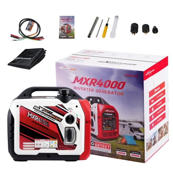 Maxpeedingrods Générateur d'Onduleur Portable 4000/3200 Watts avec Bluetooth, Alimenté par Gaz pour Camping, VR, Maison, Secours, Démarrage à Rétrofriction