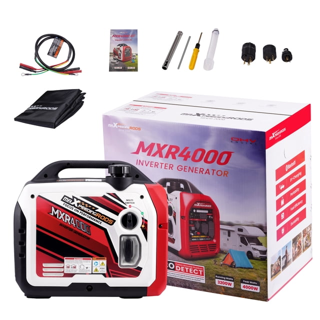 Maxpeedingrods 4000/3200 Watt Portable Inverter Generator w/ Bluetooth,Gas Powered for Camping RV Home Backup,Recoil Start