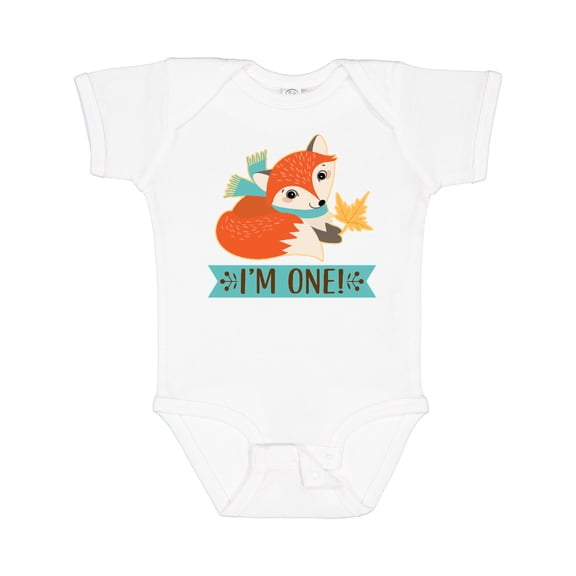 Inktastic 1st Birthday Woodland Fox 1 Year Old Boys or Girls Baby Bodysuit
