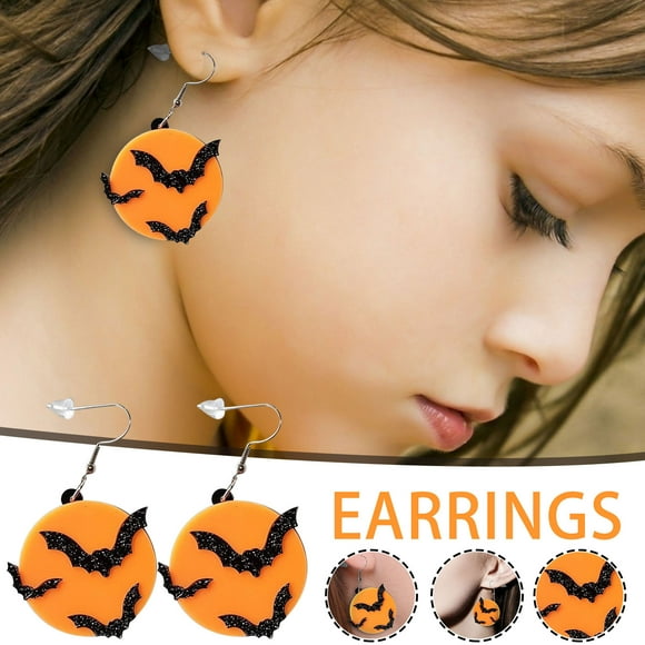 Up to 65% Off Halloween Earrings Funny Jewelry Pumpkin Spider Bat Ghost Ear Hook Earrings Necklace Rings Earring Jewelry on Clearance