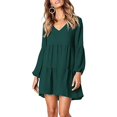 thumbnail image 3 of Follure Robe Mode Femme Unie Col en V Manches Longues Fluide Ample Robes d'Été pour Femmes, 3 of 4