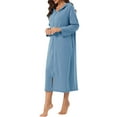 thumbnail image 4 of INSPIRE CHIC Women's Zip Up Nightgowns Long House Robe Long Sleeve Hooded Sweatshirt Loungewear with Pockets 2XL Gray Blue, 4 of 6