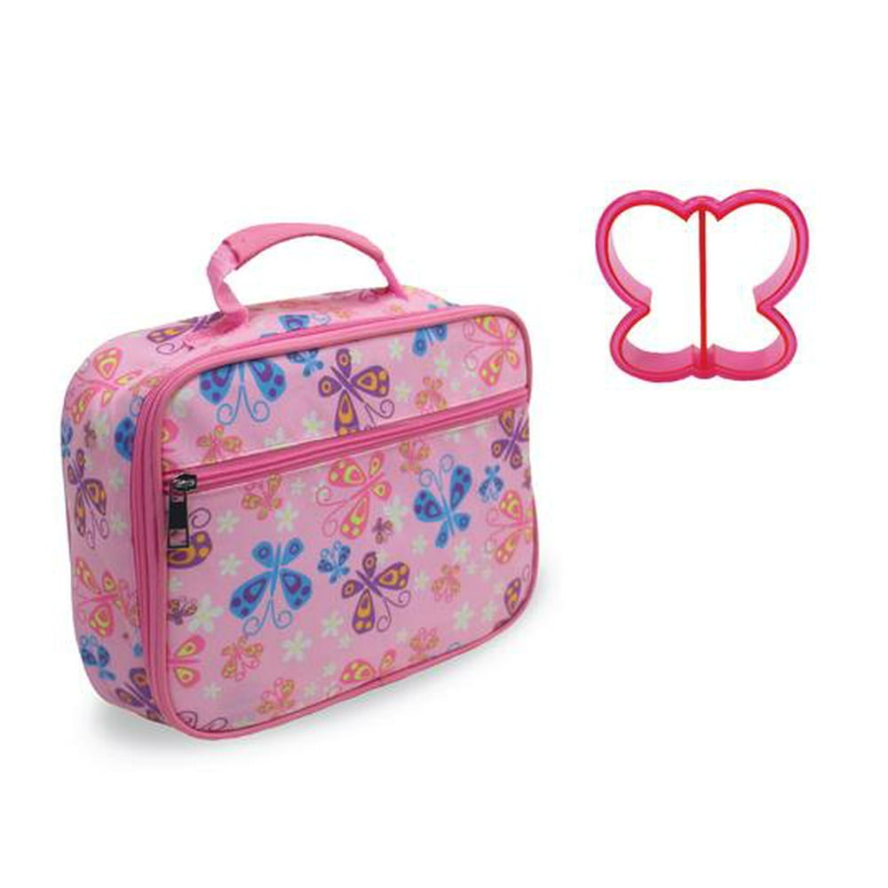 Keeli Kids Girl Butterflies Lunch Box Pink Lunch Bag with Butterfly