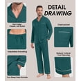 thumbnail image 4 of GIRUNS Men's Pajamas Set Soft Sleepwear Button Down Long Sleeve and Long Pants with Pocket Loungewear Sets Dark Green 3XL, 4 of 7