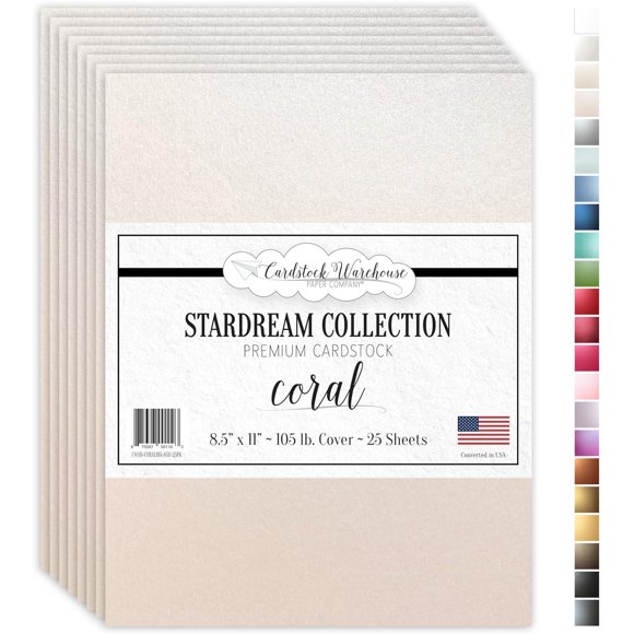Cardstock Warehouse Stardream Coral Cardstock Paper - 25 Sheets, 8.5 x 11" – 105 lb / 284 GSM Premium Metallic Coral Card Stock for High-end Printing, Card Making, Die-cutting & DIY Projects