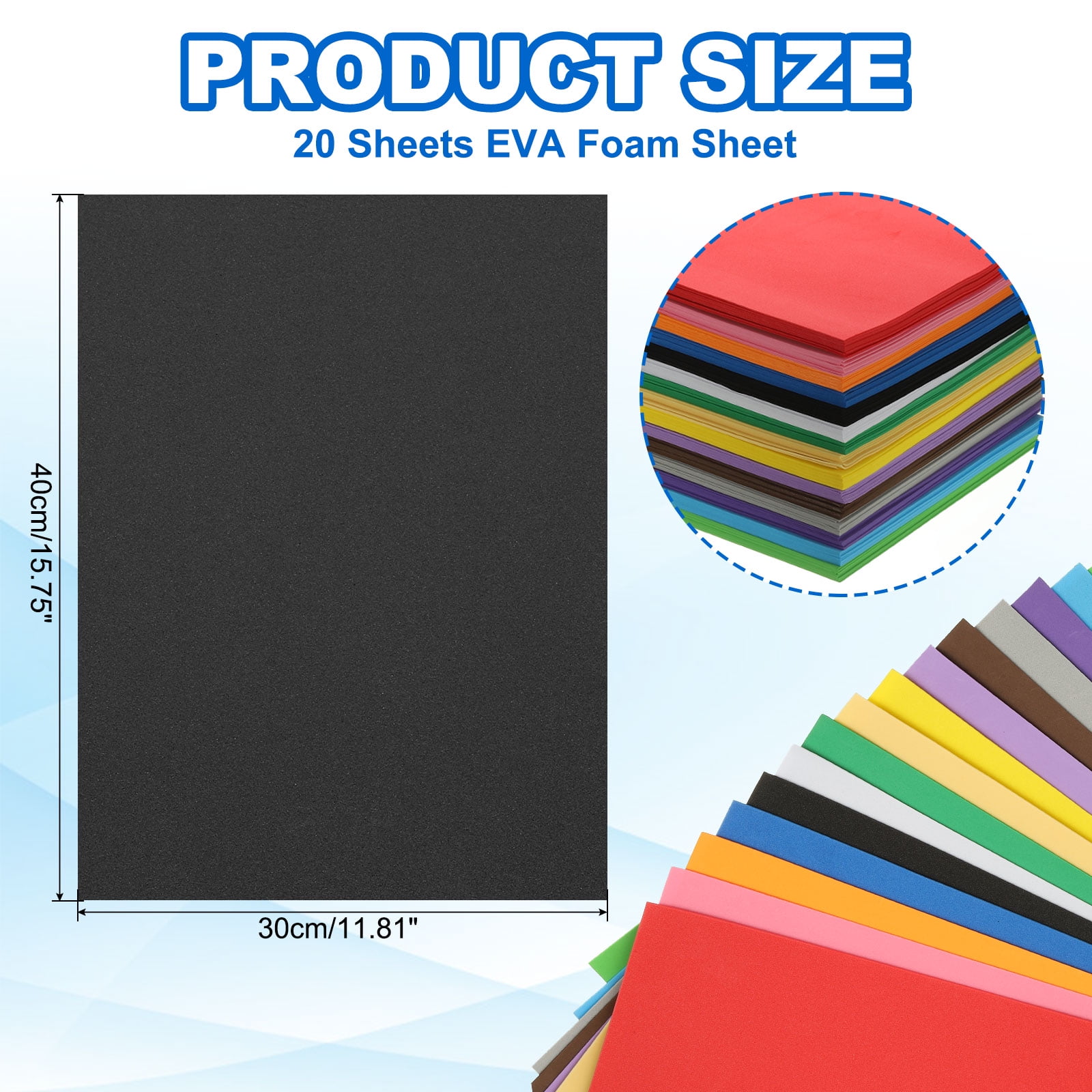 Uxcell 20Pcs Black EVA Foam Sheets, 15.7 x 11.8 Inches 1mm Thick Foam Sheets for Crafts