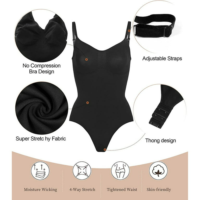 Seamless Thongs Body Shaper Women Bodysuit Shapewear Corset,Black-2XL 