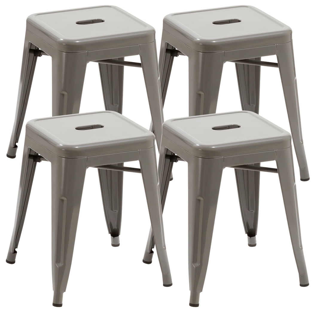 Duhome 18 Gray Kitchen Counter Chair Island Outdoor Industrial Galvanized Metal Bar Stools Silver Dining Stools