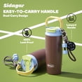thumbnail image 3 of Sidagar 30 oz Insulated Water Bottle with Straw, Dual Drinking Lid and Carry Handle, Stainless Steel Travel Tumbler, Brown, 3 of 9