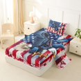 thumbnail image 2 of Manfei Bald Eagle Usa Flag Twin Sheets,Red White Stripes Bedding,3pcs,1 Fitted Sheet and 1 Pillowcase, 2 of 6