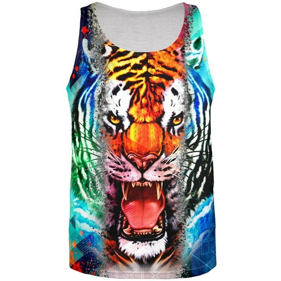 Wild Tiger Splatter All Over Adult Tank Top - 2X-Large