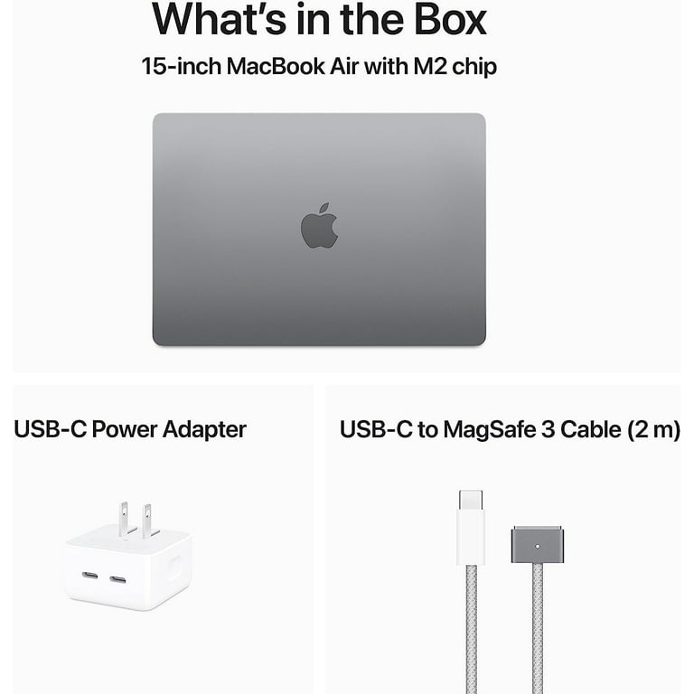 Space M2 MacBook 256GB Storage and GPU, - RAM, Gray 8GB Laptop: 10-core Air 2023 Apple CPU Chip Apple with 15-Inch SSD 8-core