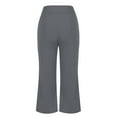 thumbnail image 6 of CLOISE Womens Capri Pants with Pockets Stretch Flare Pants Elastic High Waisted Wide Leg Pants Petite Summer Casual Fashion Solid Loose Cropped Flowy Trousers Dark Gray S, 6 of 7