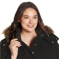 thumbnail image 3 of Plus Size Gallery Hooded Faux-Fur Trim Heavyweight Jacket Color: Black Size: 1X, 3 of 4