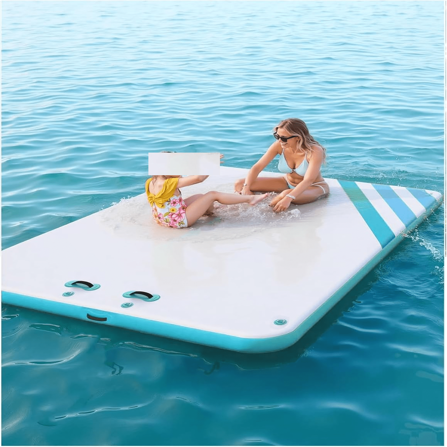 Inflatable Floating Dock Air Dock Platform 6ft/8ft Non-Slip Inflatable Water Mat Floating Island Raft for Lake Pool Beach Ocean