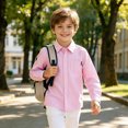thumbnail image 6 of FYDUU Kids Boys Girls Long Sleeve Striped Shirt Turndown Collar Button Down Shirts Fall Back To School Shirt Formal Children's Tops 3-4 Years, 6 of 6