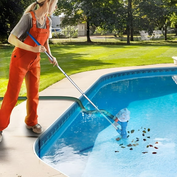 ACDANC Pool Vacuum for Above Ground & Inground Pools – Manual Leaf Vacuum Head with Telescopic Pole & Mesh Bag – Hose-Driven Suction,No Power Required