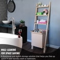 thumbnail image 6 of BEKITCHEN Brown Laundry Hamper with Ladder Shelf, Dirty Clothes Hamper Organizer with 1 Pull-out Beige Removable Bags & 3-Tier Storage Trays, 6 of 6