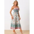 thumbnail image 4 of Unique Bargains Women's Spaghetti Strap A-Line Smocked Maxi Boho Floral Dress S Light Green, 4 of 6