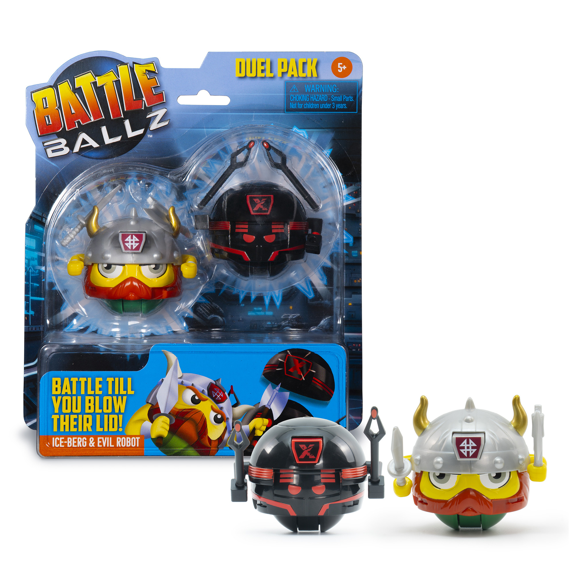 Battle Ballz: Duel Pack - Ice Berg & Evil Robot - 2 Warriors & Joysticks, Head-To-Head, Weapon Wielding Toy Characters, Rolling Ball Figures, Kids 5+