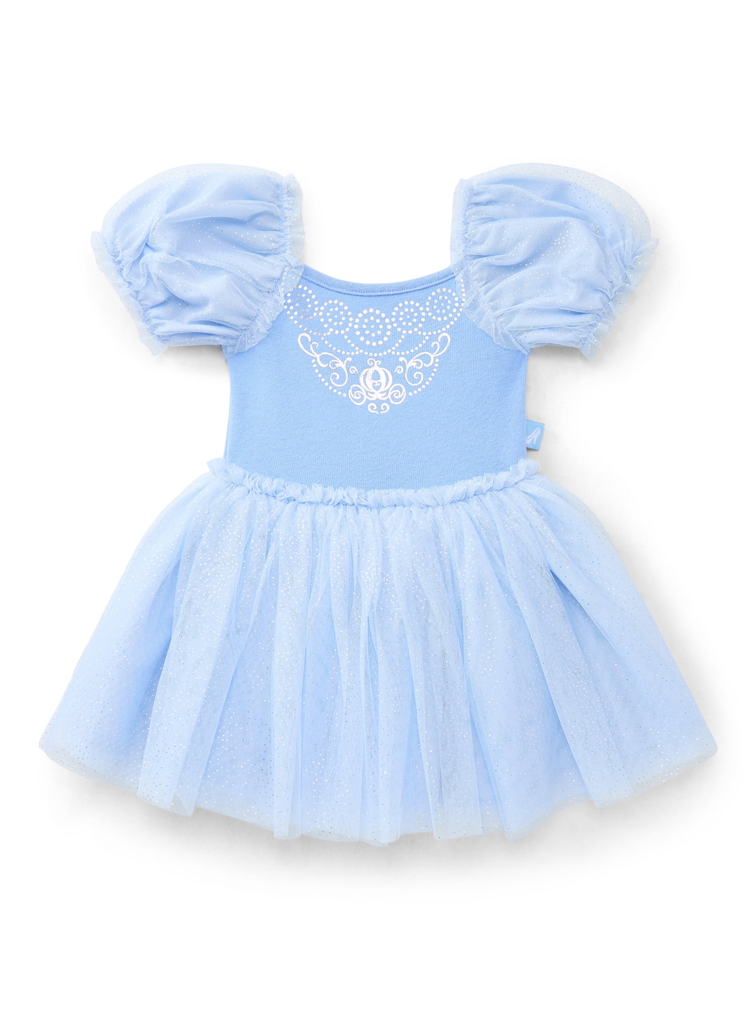 Disney Princess Toddler Girls Cinderella Cosplay Tutu Dress with Puff Sleeves, Sizes 12M-5T