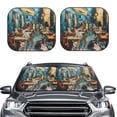 thumbnail image 2 of Gukieu Whimsical Cats Night Cafe Print Car Windshield Sun Visor, Foldable Anti-UV Car Sun Visor Suitable for Vans, Trucks Car Accessories-Small, 2 of 6