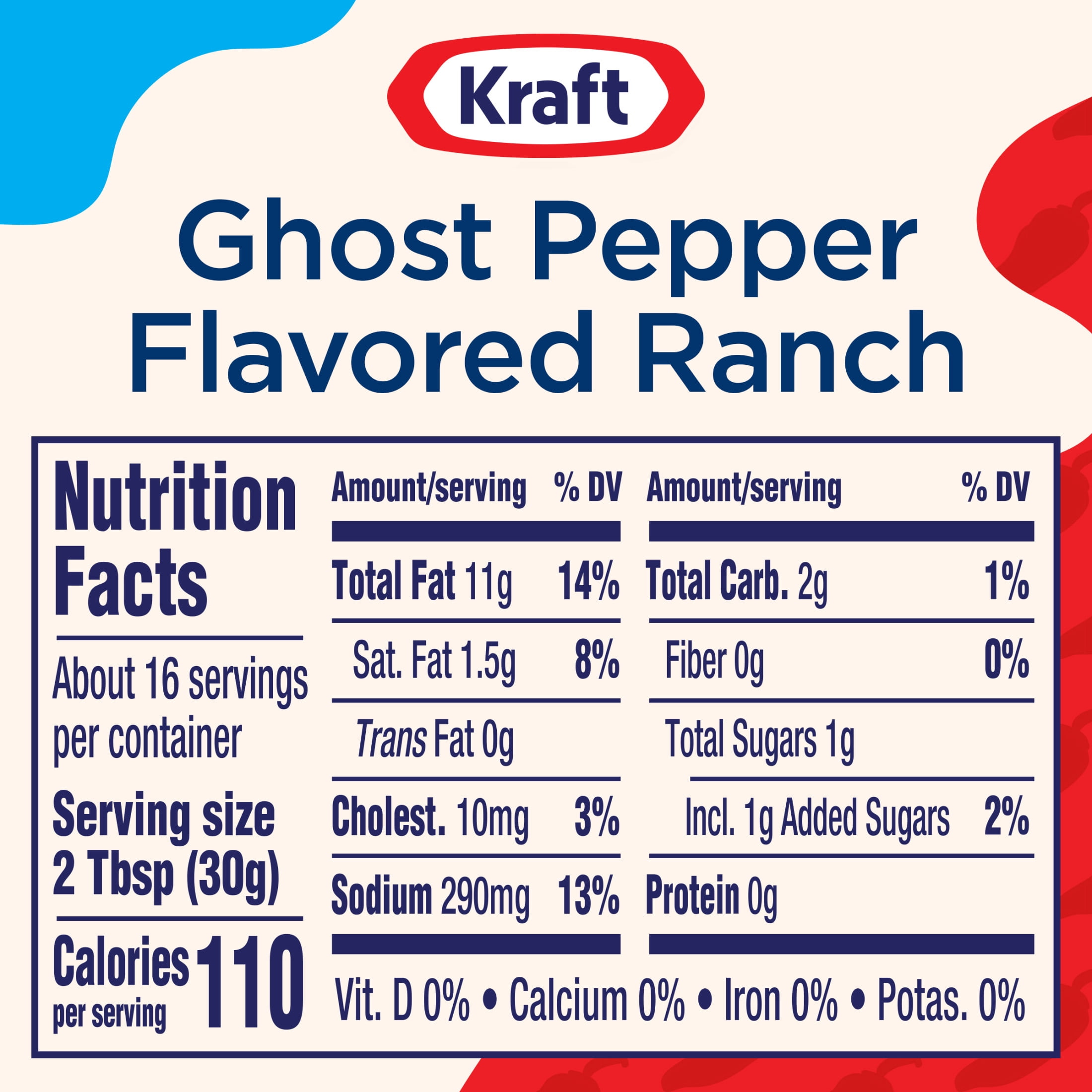 Kraft Ghost Pepper Flavored Ranch Dressing, 16 fl oz Bottle
