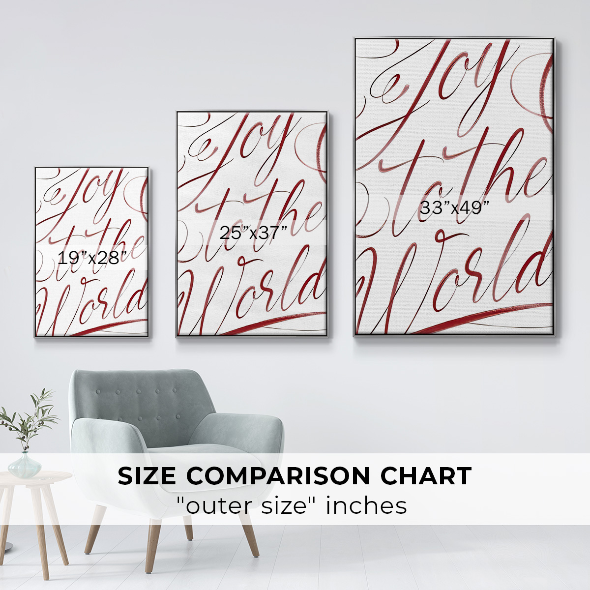 Joy To The World - Framed Gallery Wrapped Holiday Canvas - 17 x 25 - Silver Frame