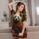 thumbnail image 3 of Fotbe Jungle Meditating Panda Bata de Dormir para Mujer con Estampado, Camisón de Algodón de Manga Corta, Ropa de Dormir Casual, 3 of 6