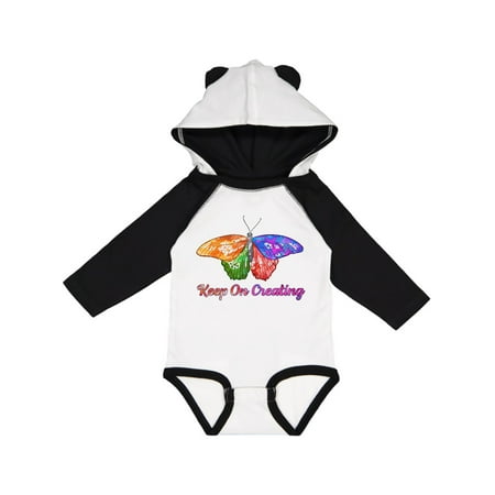 

Inktastic Keep On Creating with Beautiful Rainbow Butterfly Gift Baby Boy or Baby Girl Long Sleeve Bodysuit