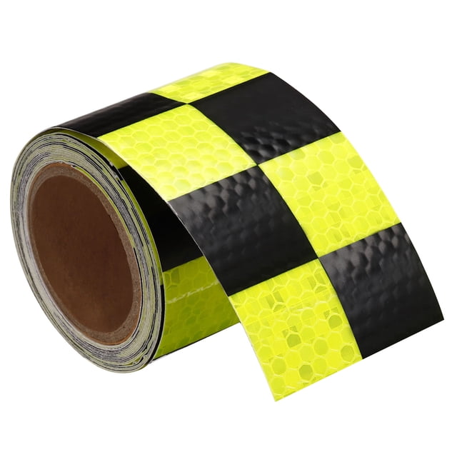 Cinta Reflectante, Adhesivo Impermeable de Alta Visibilidad, Cinta de Advertencia de Seguridad Reflectora para Camiones y Autos Fluorescente Amarillo/Negro