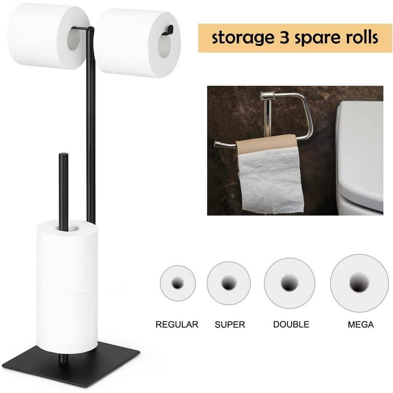  Ikloo Free Standing Toilet Paper Holder Stand ∣ Black Toilet  Paper Roll Holder with Top Storage Shelf for Phone, Wipe and More ∣ Ideal  Bathroom Accessories for Towel Paper Storage