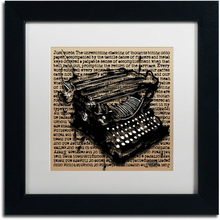 Trademark Fine Art "Three-Quarter Typewriter" Canvas Art by Roderick Stevens, White Matte, Black Frame