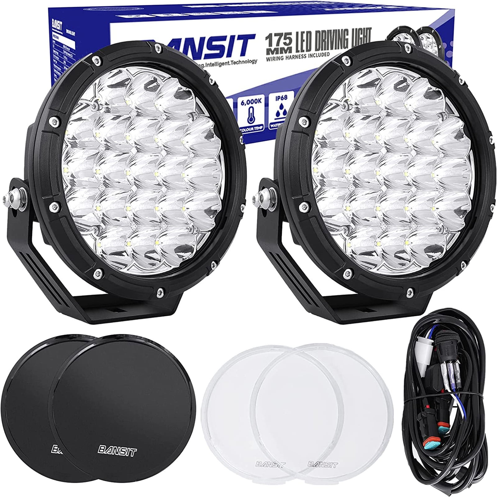 Biglion.x 7 inch Round LED Off Road Lights 2PCS Spot Driving Fog Lights