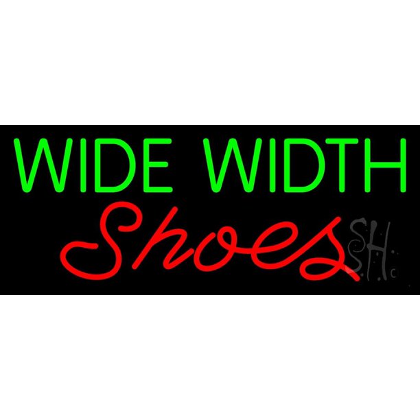 Green Wide Width Red Shoes LED Neon Sign 10 x 24 inches, Black Square Cut Acrylic Backing