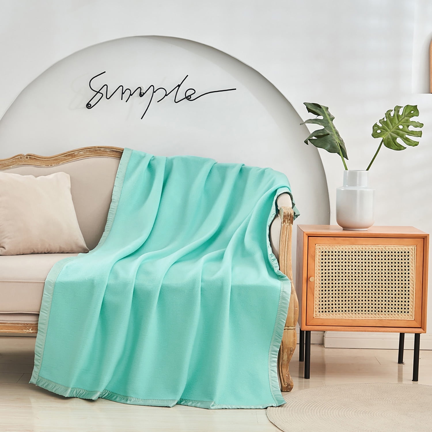 JML Cozy Soft Fleece Throw Blanket With Satin Binding Edges,Throw Blanket for Couch & Sofa,50"x60"