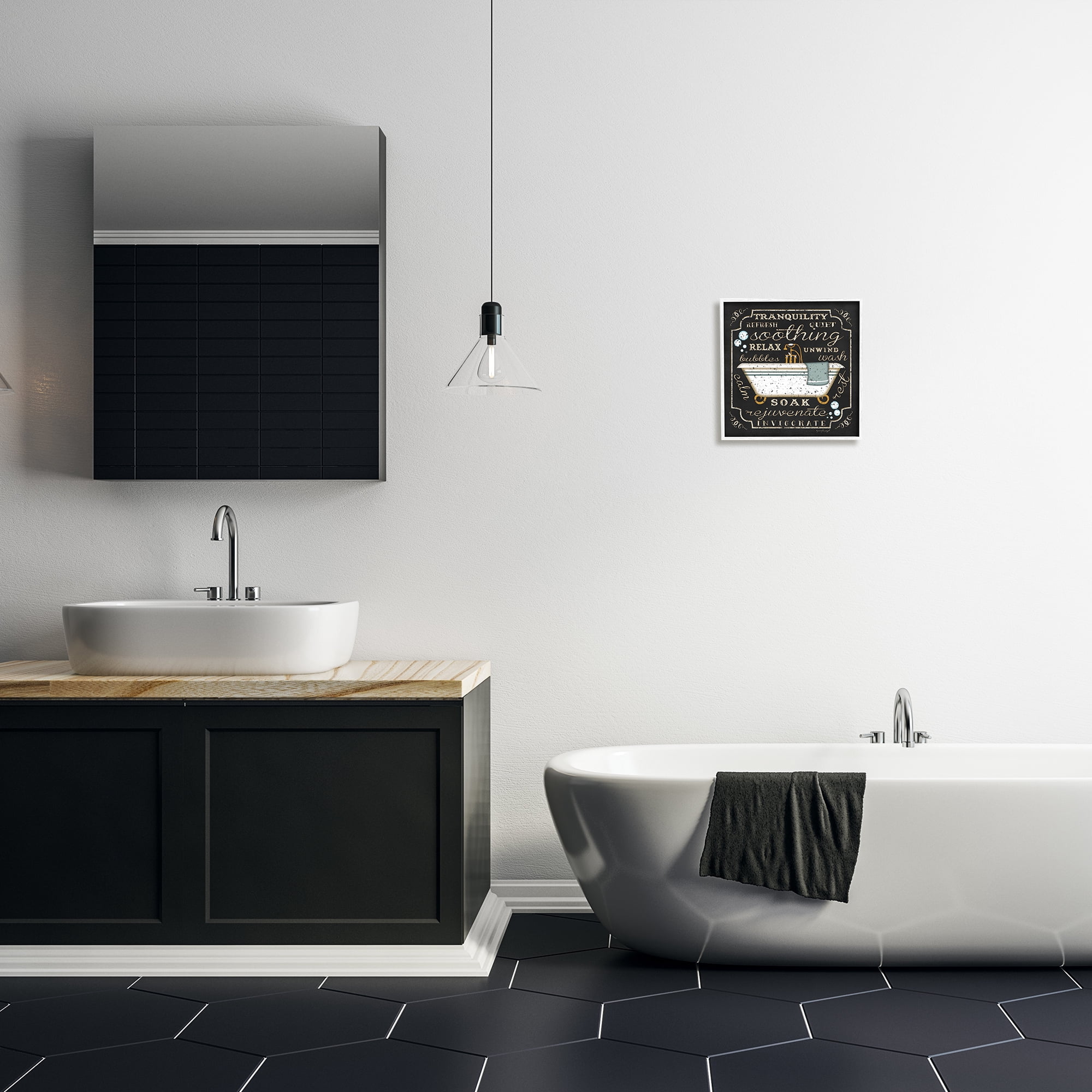 Stupell Industries Tranquility Tub Icon Textual Bathroom Art, 12 x 12,Design by Jennifer Pugh