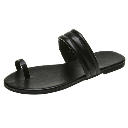 

Women\ s Super Simple Sandals Flat Heel Strappy Summer Slide Shoes for Beach