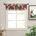 thumbnail image 2 of Poinsettia Fir Leaf Berry Valances for Windows Christmas Balls Rod Pocket Curtain Valance Window Treatment Short Curtains for Kitchen Living Room, 60"x18", 2 of 5