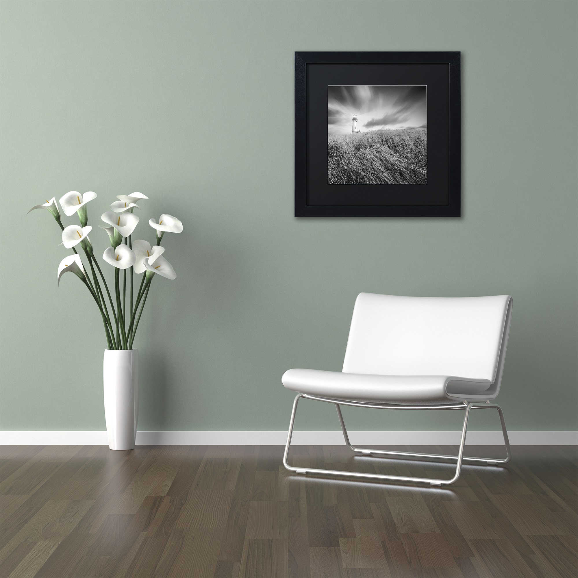 Moises Levy 'Yaquina Lighthouse III' Black Matted Framed Art