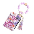 thumbnail image 2 of ID Bag Silicone Bracelet Floral Folding Card Holder Printed Leather Wallet Keychain Compact Travel Accessory -Functional Organizer, 2 of 3