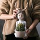 thumbnail image 3 of Estatua de niña, linda escultura de cuernos, personajes creativos, macetas, contenedores, jarrón Blanco, 3 of 9