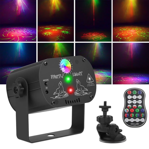 DJ Disco Stage Party Lights RGB LED Outdoor Stage Laser Projector Sound Activated Strobe Lights with Remote Control for Christmas Dance Show Club Wedding